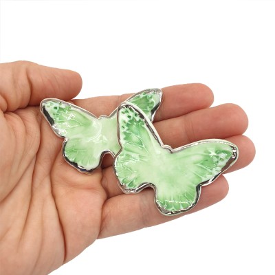 Fluturi - Cercei alb-verde-platina - M1