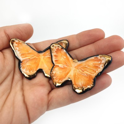 Fluturi - Cercei negru-orange-aur - M1