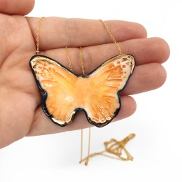 Fluturi - Pandant negru-orange-auriu - M1