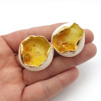 Twist - Cercei alb-galben-auriu - rotund1 - pin